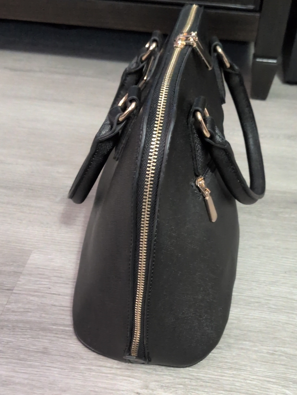 Monogram Black Saffiano Leather Dome Satchel - Picture 3 of 6